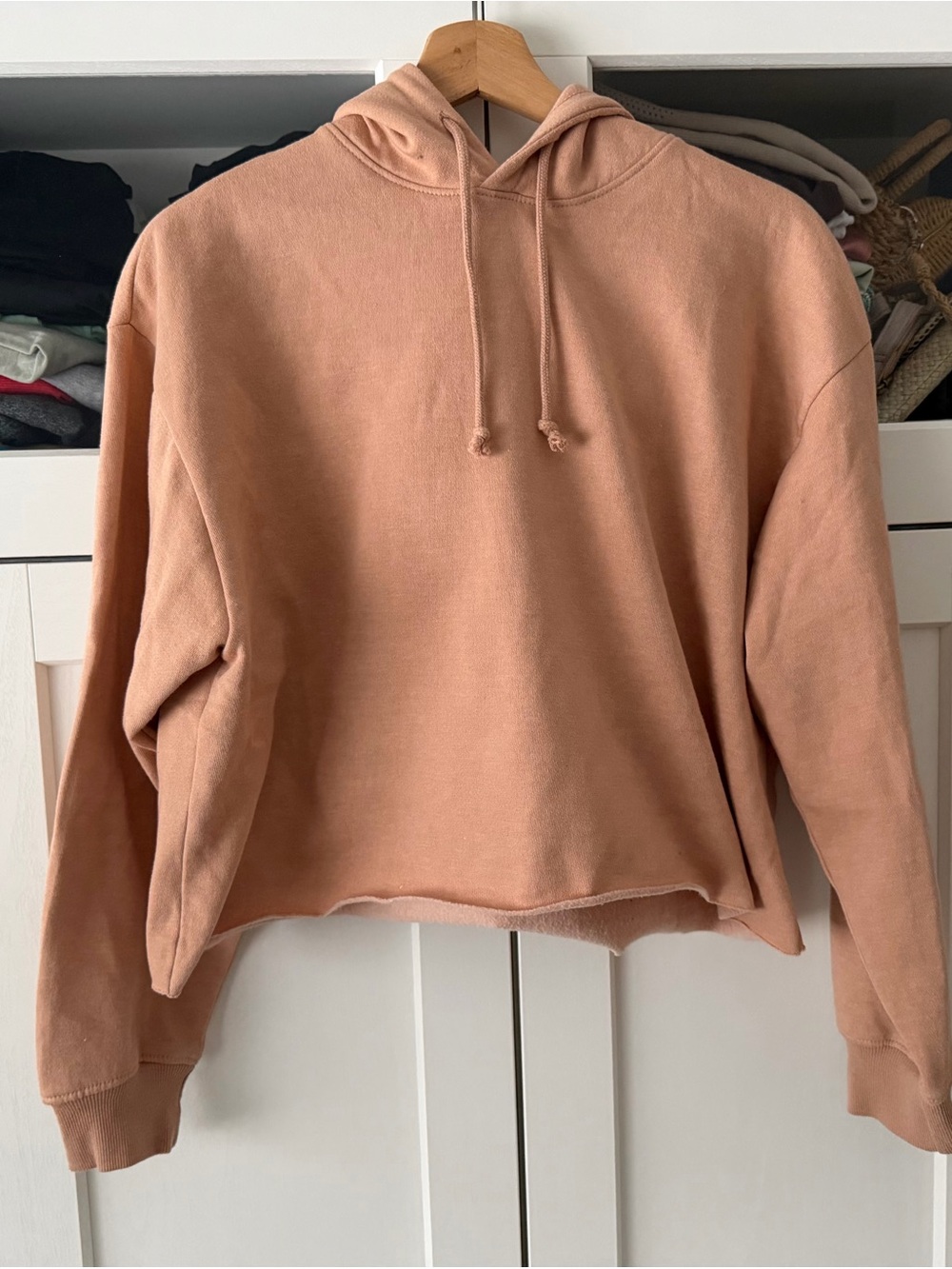 Women’s Cropped Hoodie in Dusty Peach/Nude